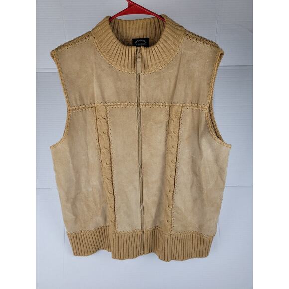 DESIGNERS STUDIO ORIGINALS Beautiful Tan Suede Leather Vest Size XL - Picture 1 of 7